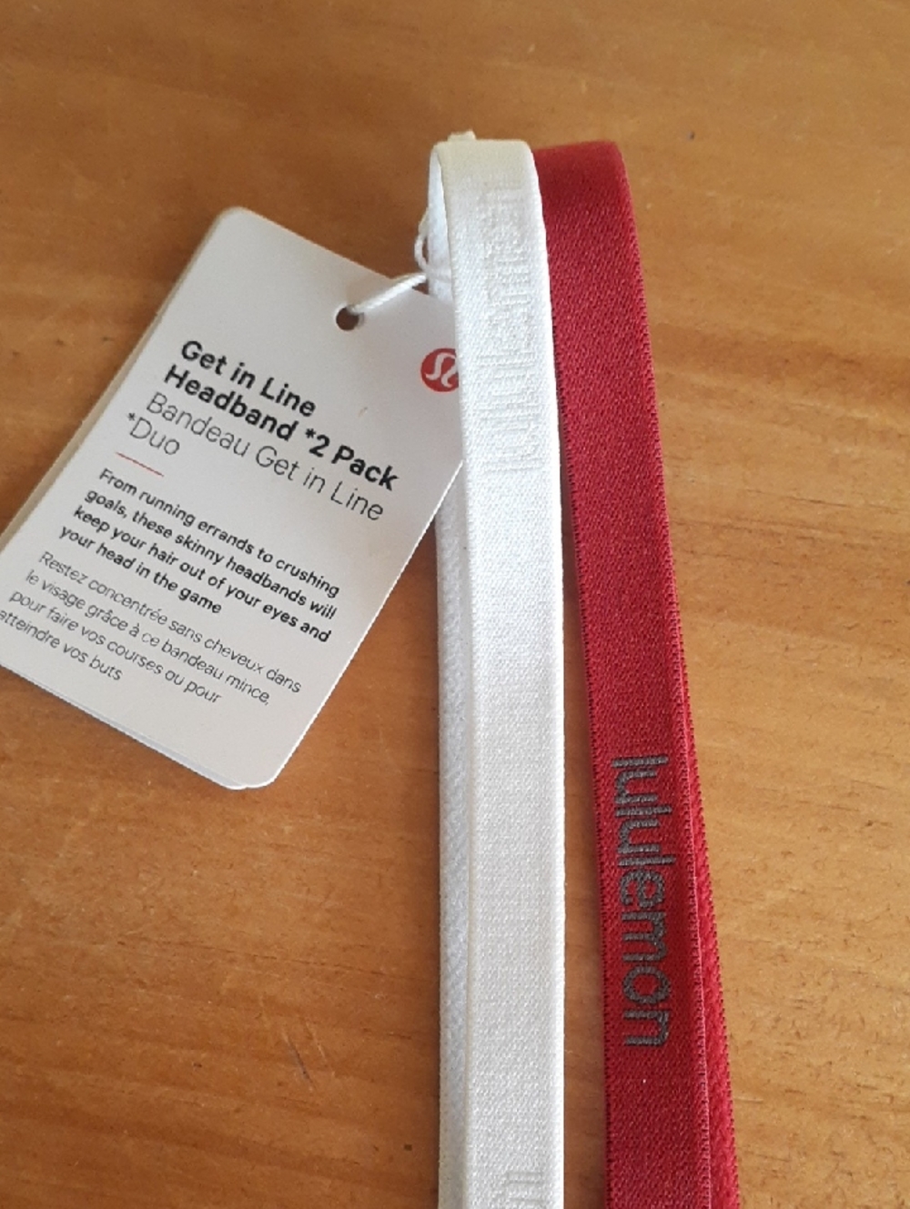 Lululemon Athletica Get in Line 2-Pack Headbands Red and White New
